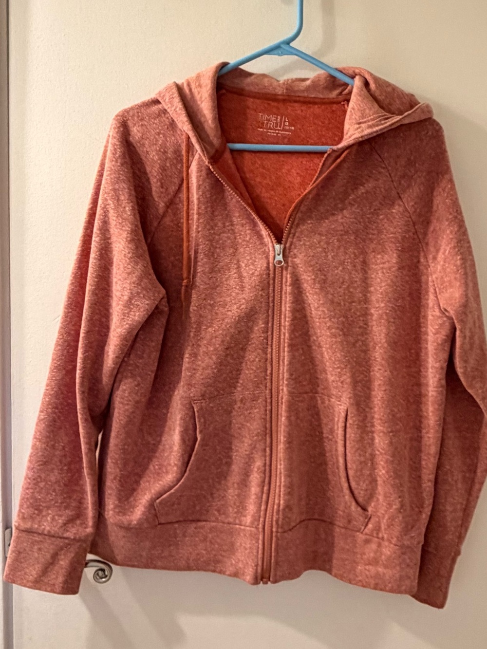 Time and Tru Heathered Coral Zip Hoodie Jacket